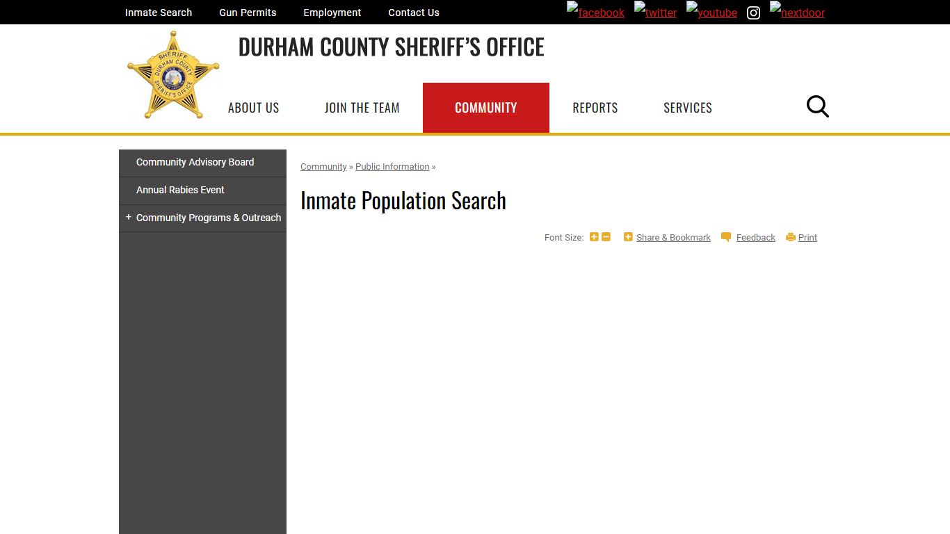 Inmate Population Search | Durham County Sheriff