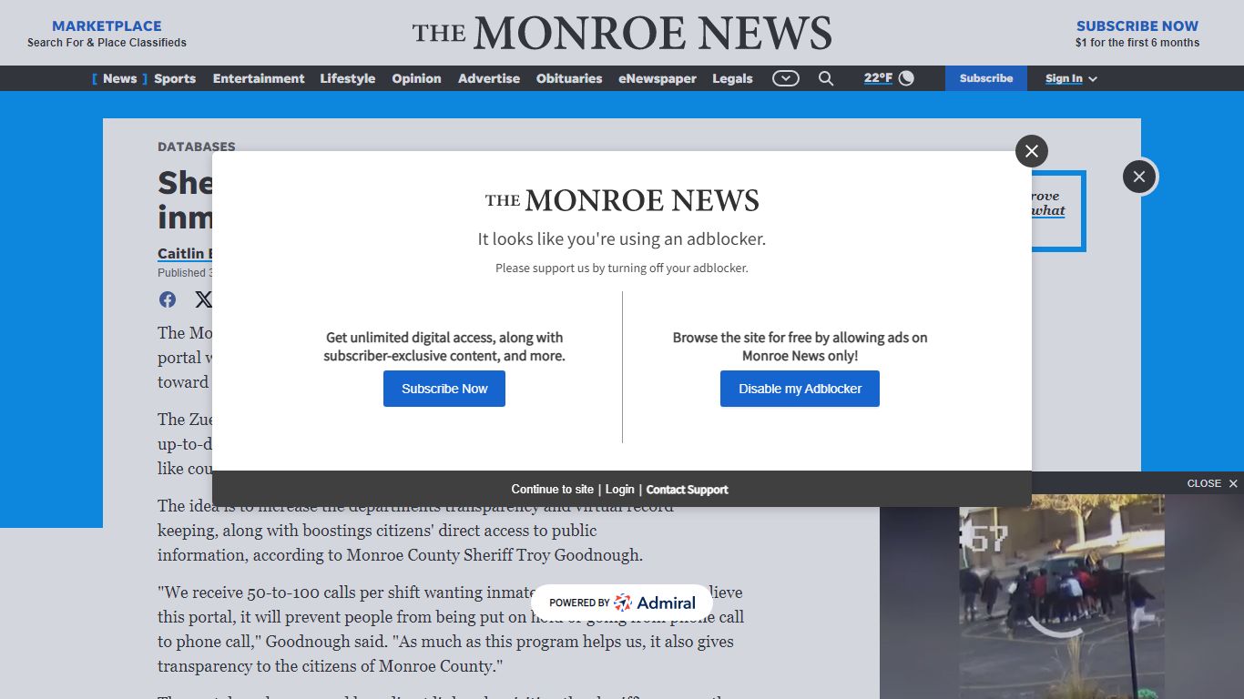 Sheriff's office launches new online inmate portal - Monroe News